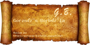 Gorzsás Borbála névjegykártya